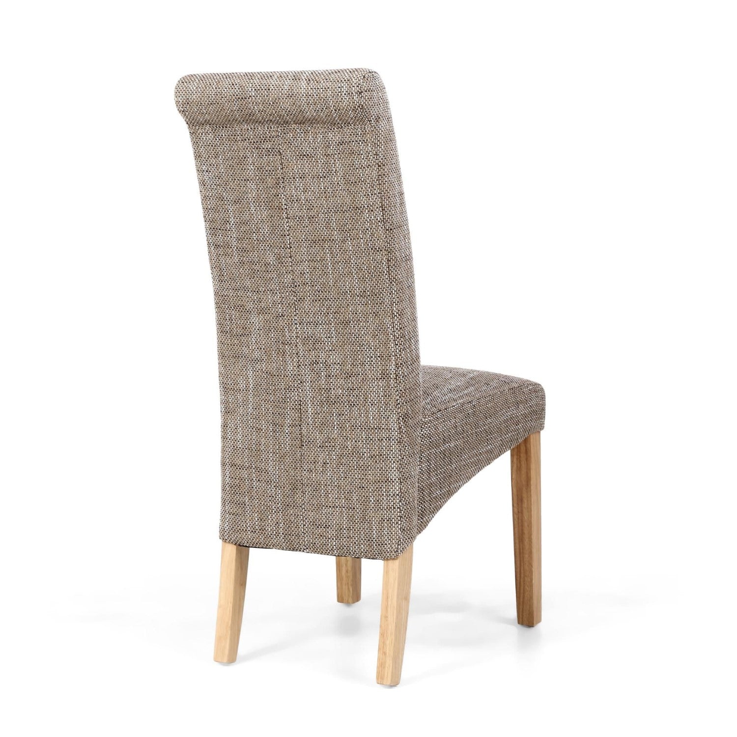 Karta Scroll Back Tweed Oatmeal Dining Chair - Home Furniture Interiors