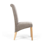 Karta Scroll Back Tweed Oatmeal Dining Chair - Home Furniture Interiors