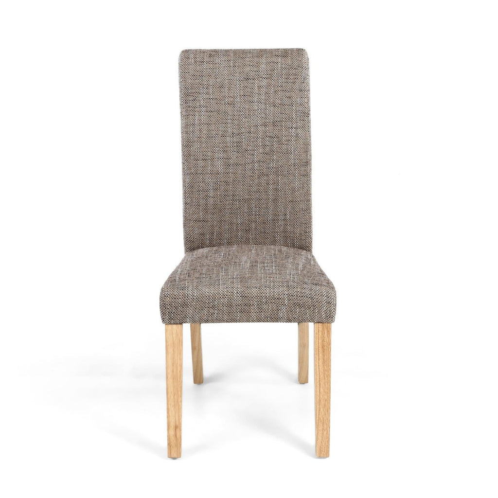 Karta Scroll Back Tweed Oatmeal Dining Chair - Home Furniture Interiors