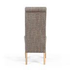 Karta Scroll Back Tweed Oatmeal Dining Chair - Home Furniture Interiors
