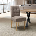 Light Brown Fabric Dining Chair with Natural Legs