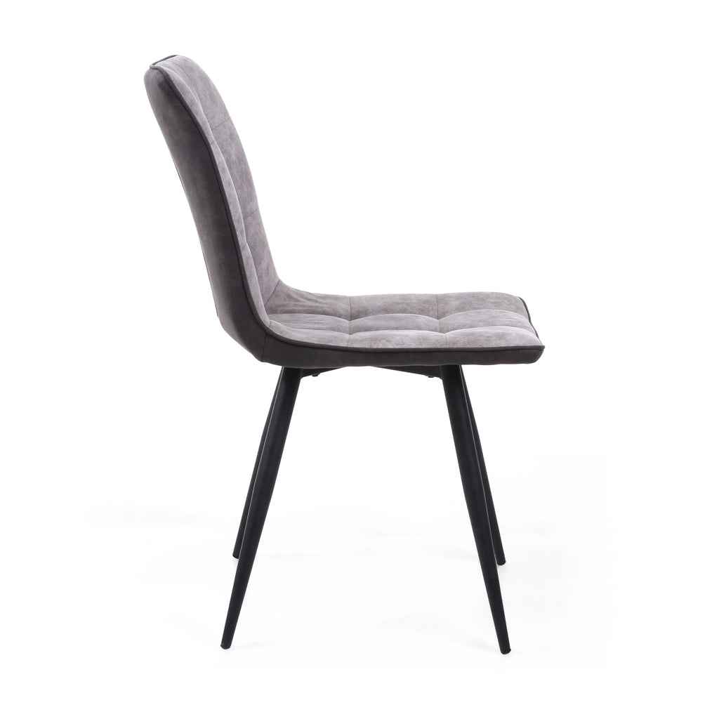 Light Grey 2 Tone Suede Dining Chair Black Legs - Home Furniture Interiors