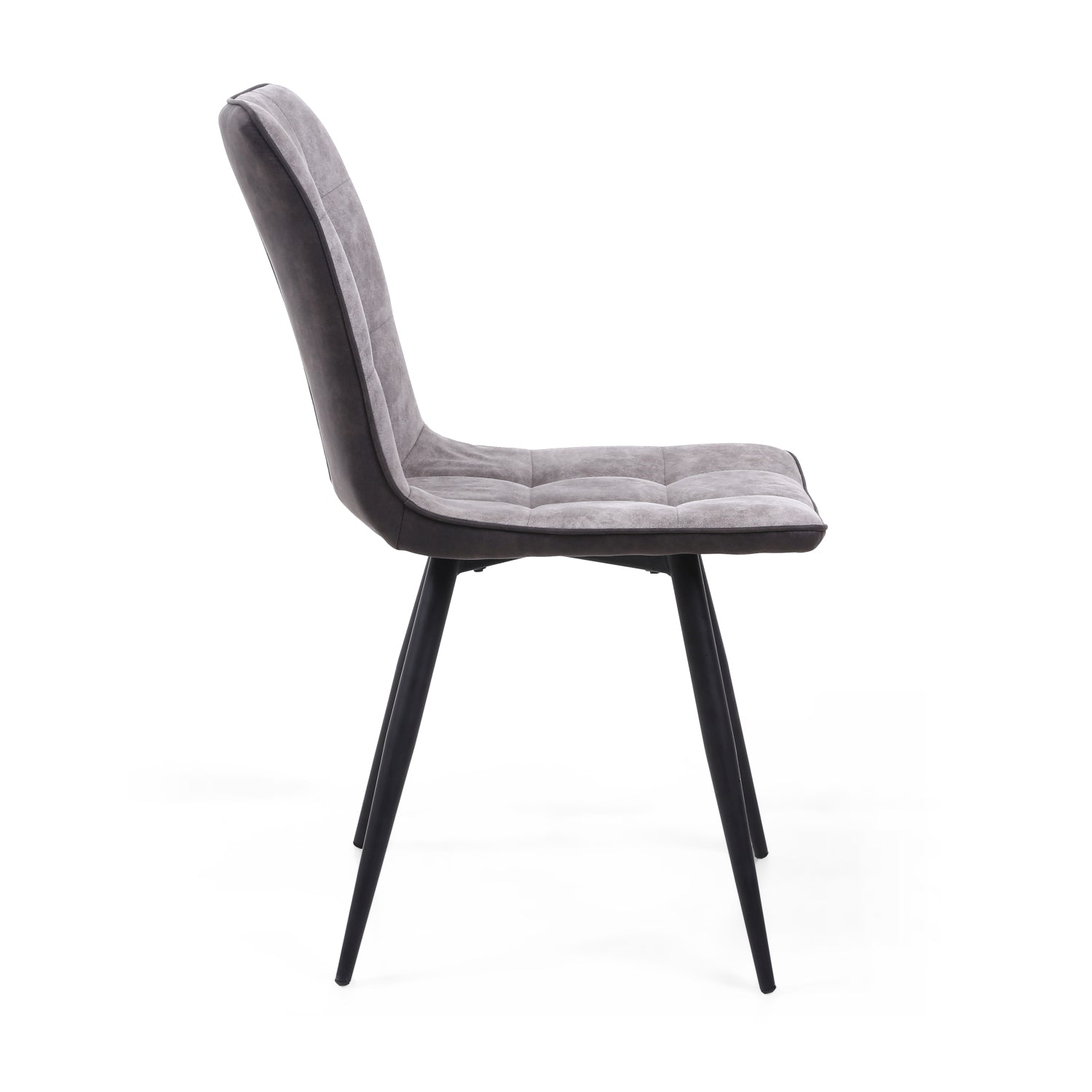 Light Grey 2 Tone Suede Dining Chair Black Legs - Home Furniture Interiors