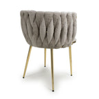 Mink Chenille Effect Fabric Dining Chair Gold Metal Legs - Home Furniture Interiors