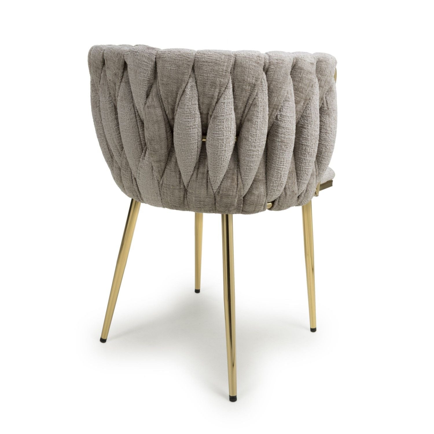 Mink Chenille Effect Fabric Dining Chair Gold Metal Legs - Home Furniture Interiors