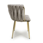 Mink Chenille Effect Fabric Dining Chair Gold Metal Legs - Home Furniture Interiors