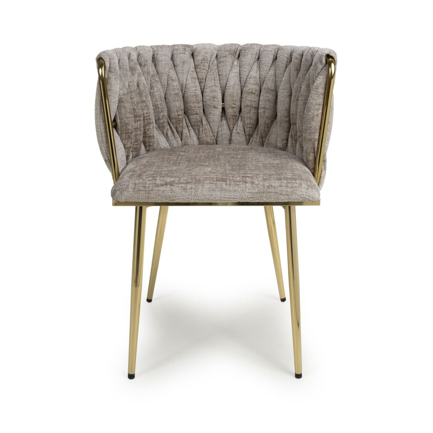 Mink Chenille Effect Fabric Dining Chair Gold Metal Legs - Home Furniture Interiors