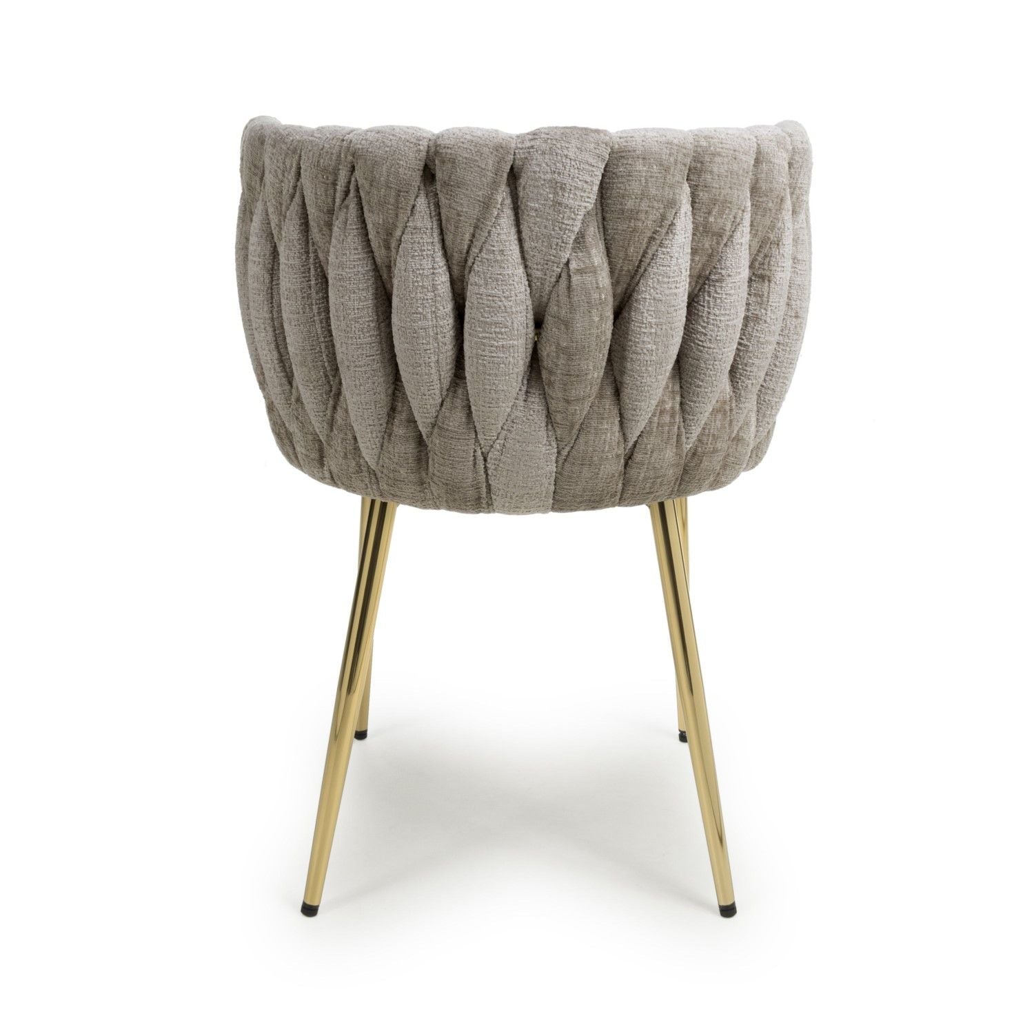 Mink Chenille Effect Fabric Dining Chair Gold Metal Legs - Home Furniture Interiors
