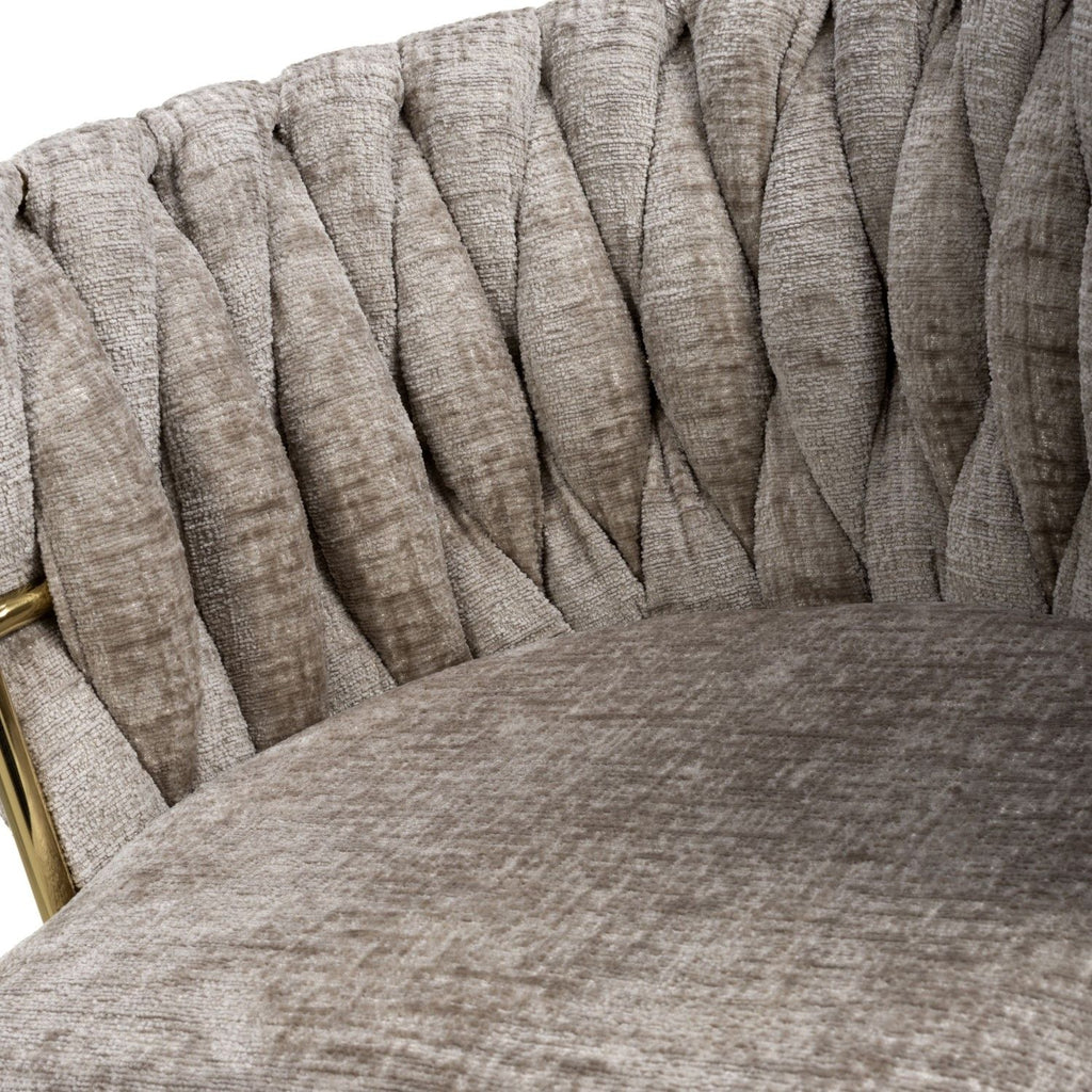 Mink Chenille Effect Fabric Dining Chair Gold Metal Legs - Home Furniture Interiors