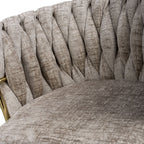 Mink Chenille Effect Fabric Dining Chair Gold Metal Legs - Home Furniture Interiors