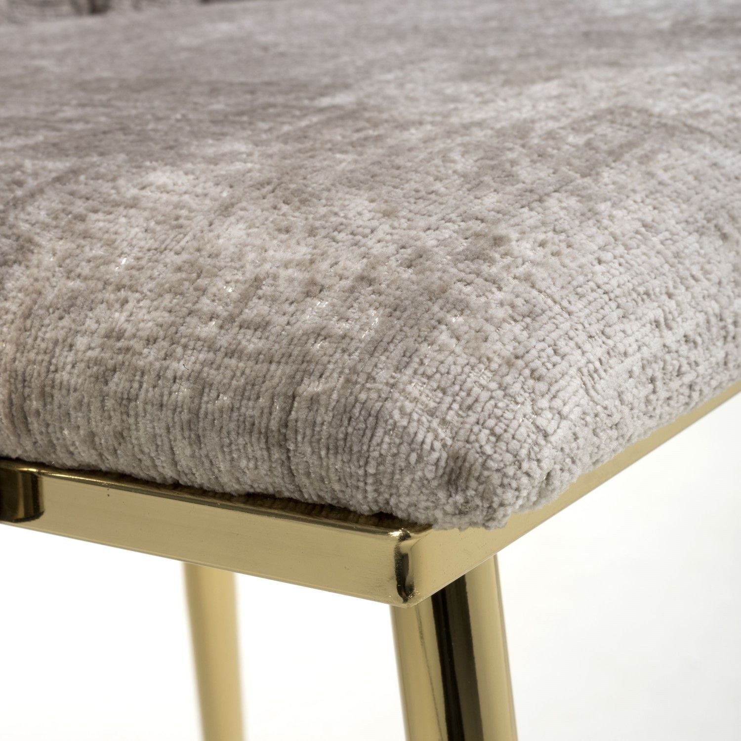 Mink Chenille Effect Fabric Dining Chair Gold Metal Legs - Home Furniture Interiors
