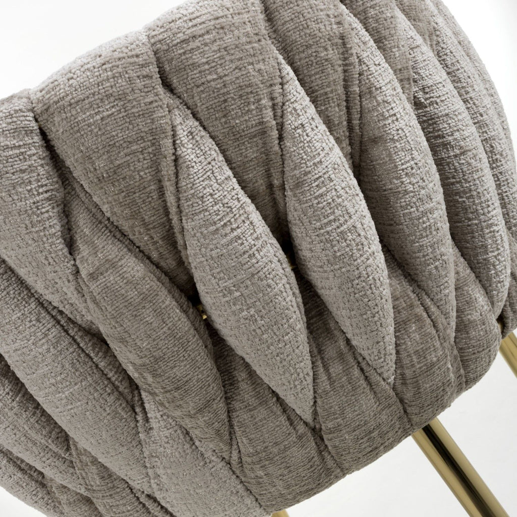 Mink Chenille Effect Fabric Dining Chair Gold Metal Legs - Home Furniture Interiors