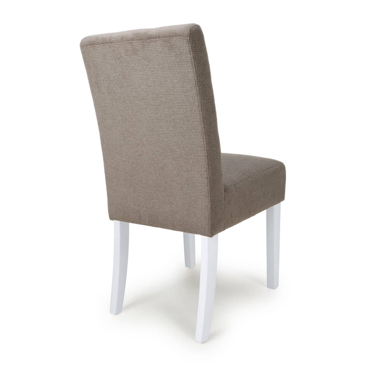 Moseley Waffle Flax Effect Light Brown Dining Chair in White Legs - Home Furniture Interiors