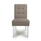 Moseley Waffle Flax Effect Light Brown Dining Chair in White Legs - Home Furniture Interiors