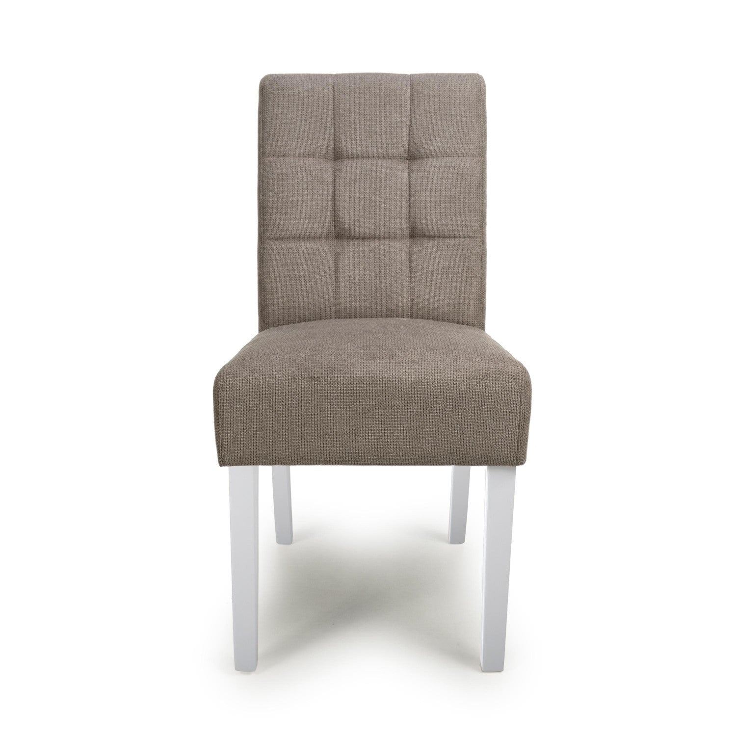 Moseley Waffle Flax Effect Light Brown Dining Chair in White Legs - Home Furniture Interiors