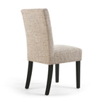 Oatmeal Tweed Buttoned Fabric Dining Chair Black Wood Legs - Home Furniture Interiors