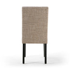 Oatmeal Tweed Buttoned Fabric Dining Chair Black Wood Legs - Home Furniture Interiors
