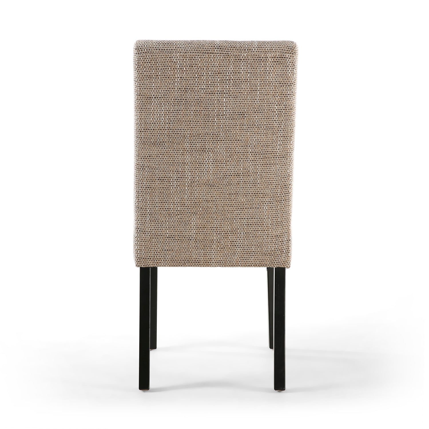 Oatmeal Tweed Buttoned Fabric Dining Chair Black Wood Legs - Home Furniture Interiors