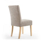 Oatmeal Tweed Fabric Dining Chair Light Wood Legs - Home Furniture Interiors