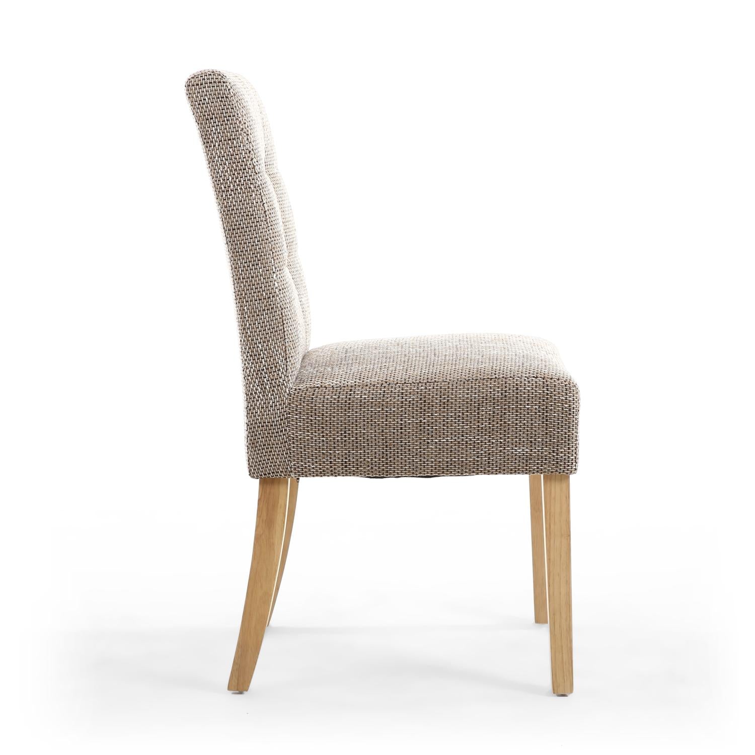 Oatmeal Tweed Fabric Dining Chair Light Wood Legs - Home Furniture Interiors