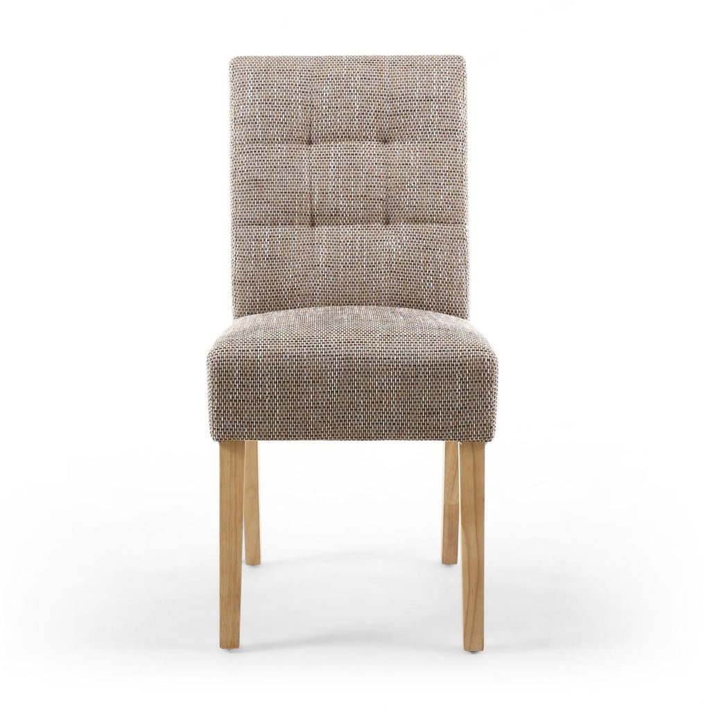 Oatmeal Tweed Fabric Dining Chair Light Wood Legs - Home Furniture Interiors