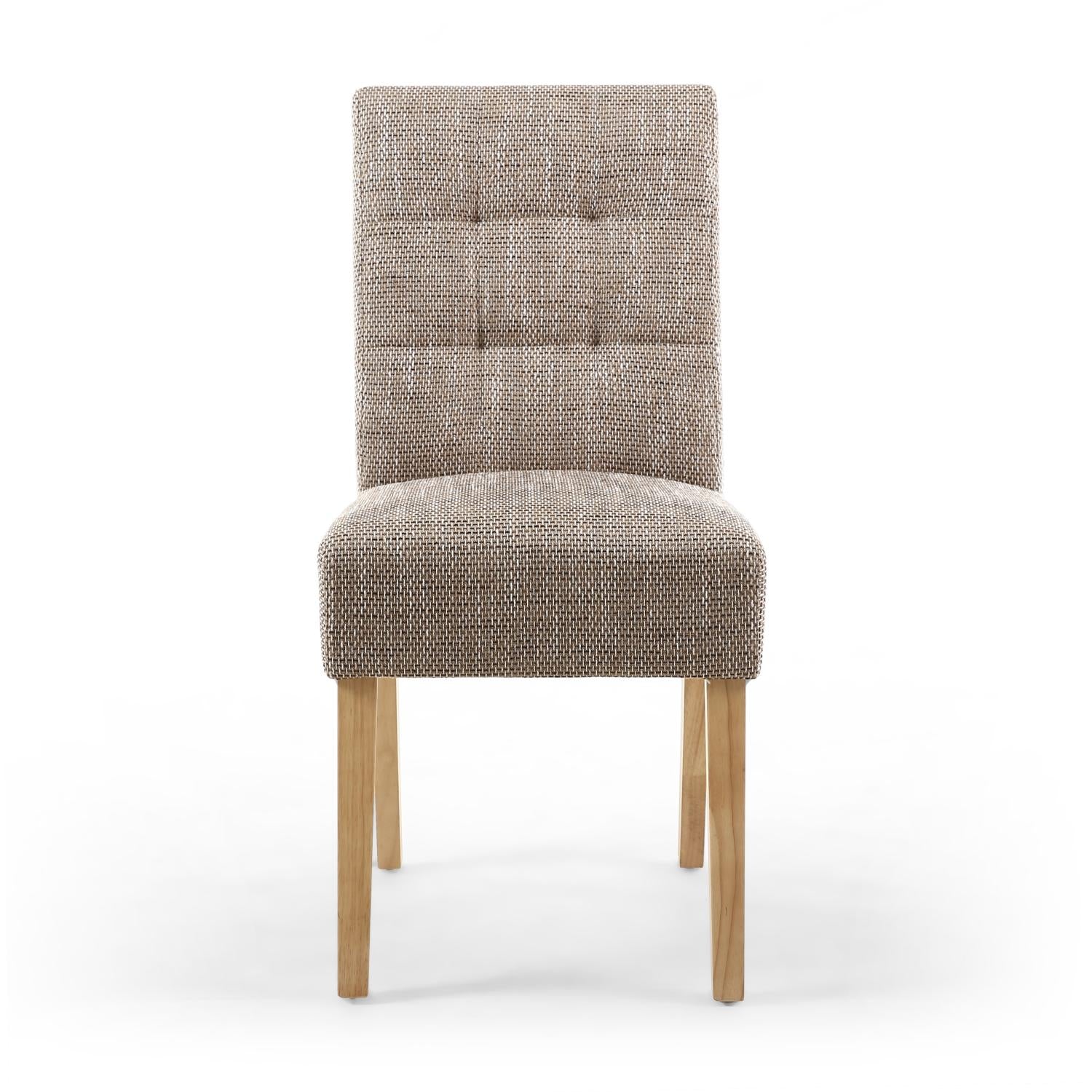 Oatmeal Tweed Fabric Dining Chair Light Wood Legs - Home Furniture Interiors