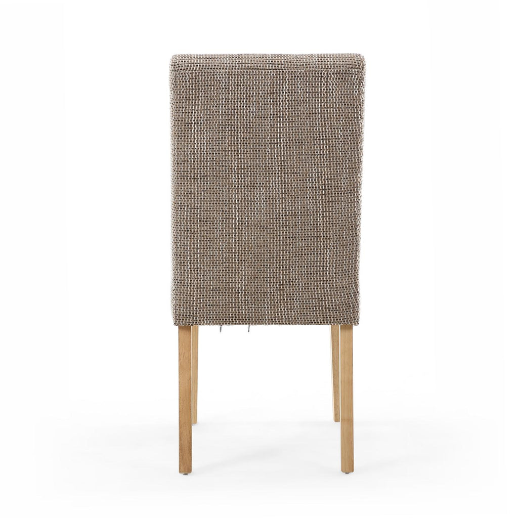 Oatmeal Tweed Fabric Dining Chair Light Wood Legs - Home Furniture Interiors