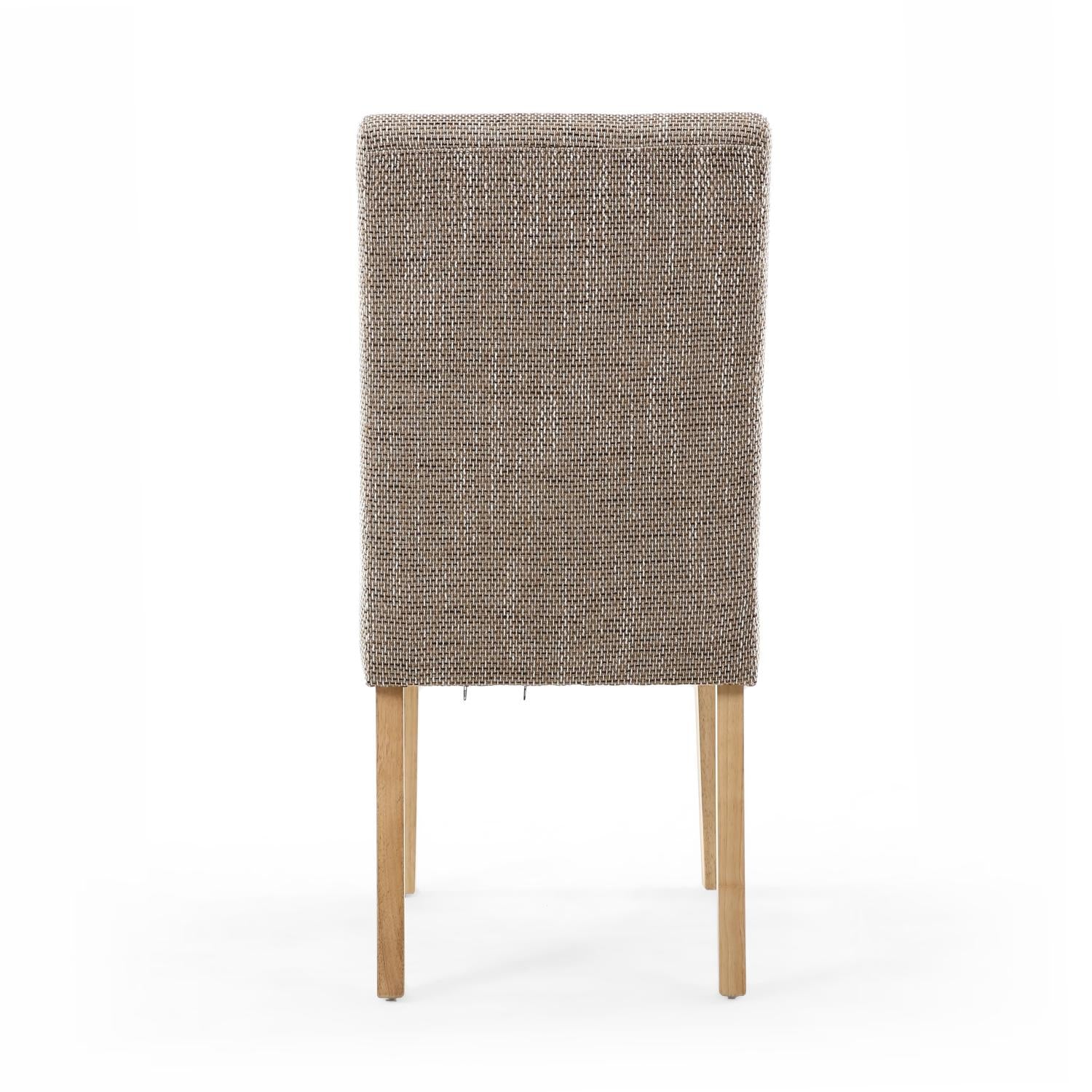 Oatmeal Tweed Fabric Dining Chair Light Wood Legs - Home Furniture Interiors