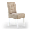 Oatmeal Tweed Fabric Dining Chair White Legs
