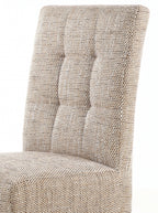 Oatmeal Tweed Fabric Dining Chair White Legs - Home Furniture Interiors