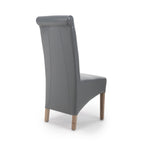 Putty Grey Leather Roll Back Dining Chair - Home Furniture Interiors