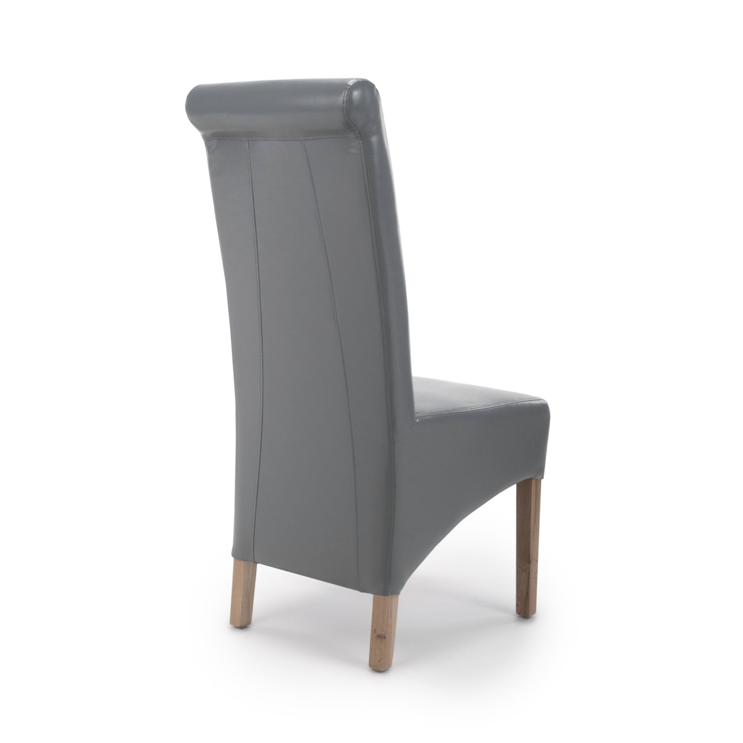 Putty Grey Leather Roll Back Dining Chair - Home Furniture Interiors