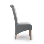 Putty Grey Leather Roll Back Dining Chair - Home Furniture Interiors