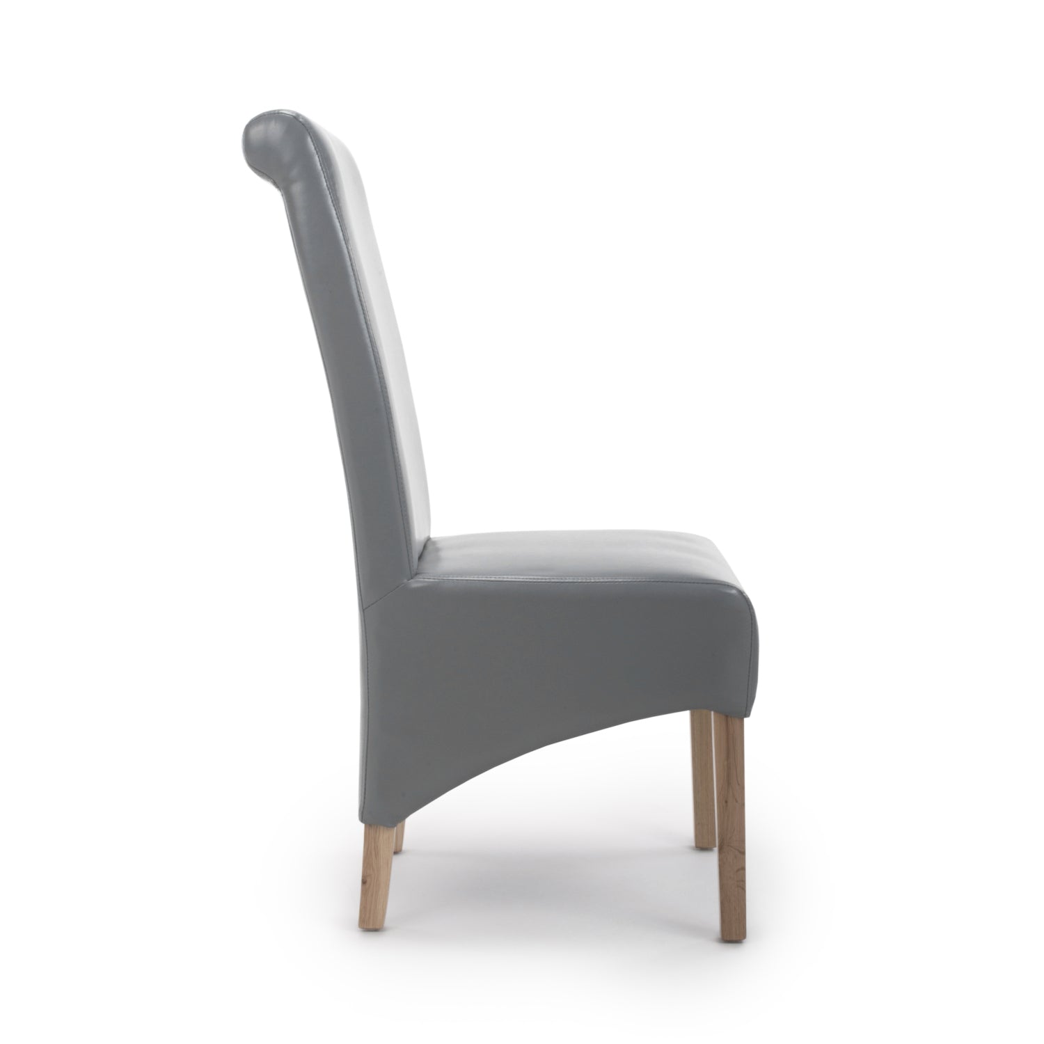 Putty Grey Leather Roll Back Dining Chair - Home Furniture Interiors