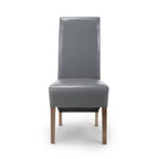 Putty Grey Leather Roll Back Dining Chair - Home Furniture Interiors