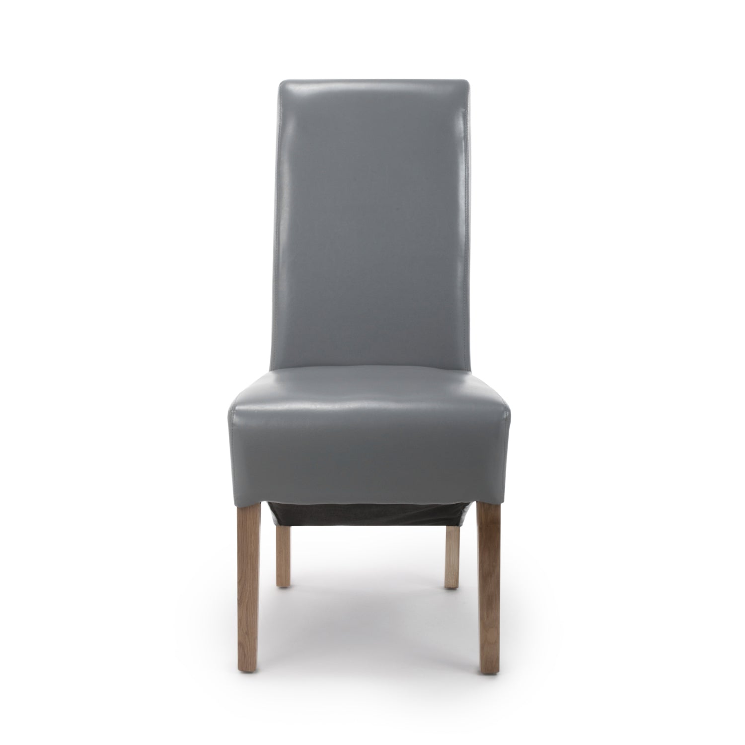 Putty Grey Leather Roll Back Dining Chair - Home Furniture Interiors