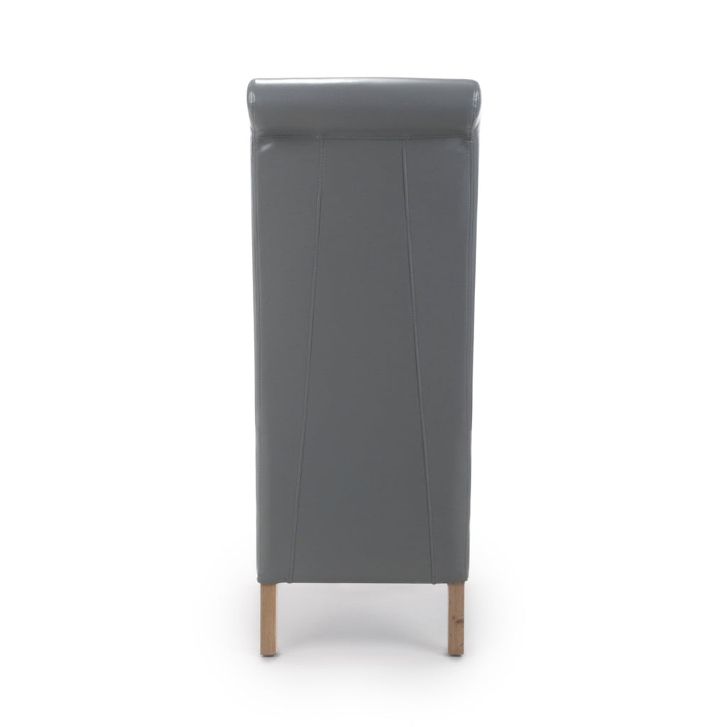 Putty Grey Leather Roll Back Dining Chair - Home Furniture Interiors