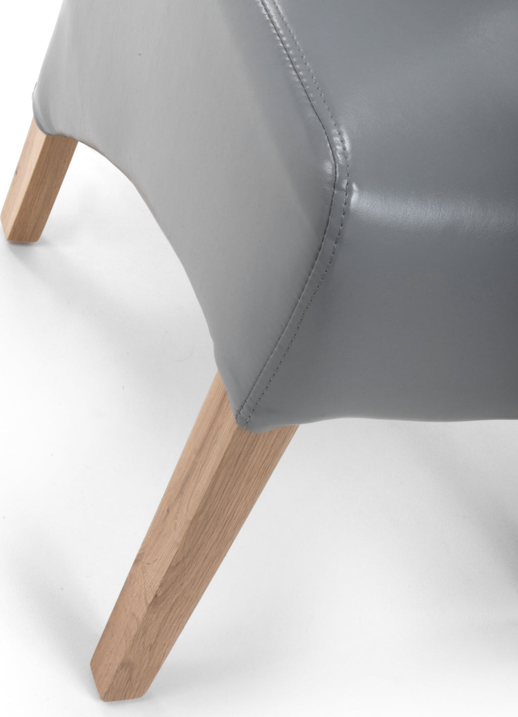Putty Grey Leather Roll Back Dining Chair - Home Furniture Interiors