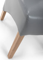 Putty Grey Leather Roll Back Dining Chair - Home Furniture Interiors