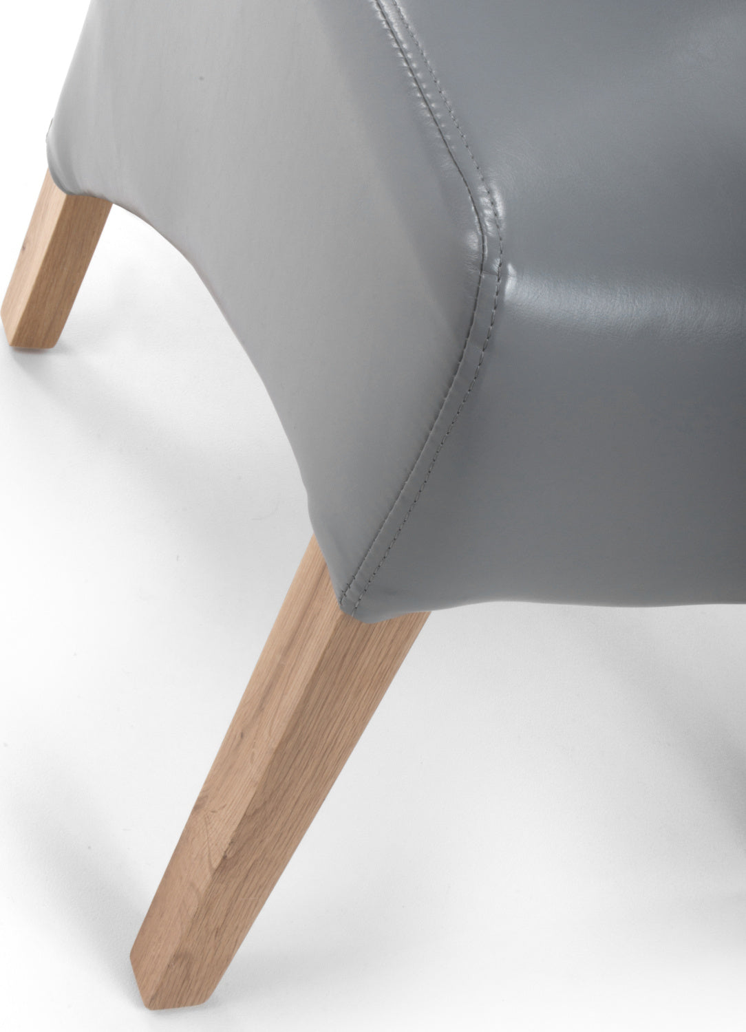 Putty Grey Leather Roll Back Dining Chair - Home Furniture Interiors