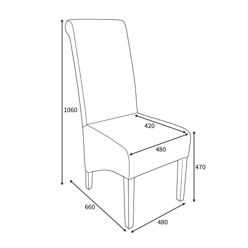 Putty Grey Leather Roll Back Dining Chair - Home Furniture Interiors