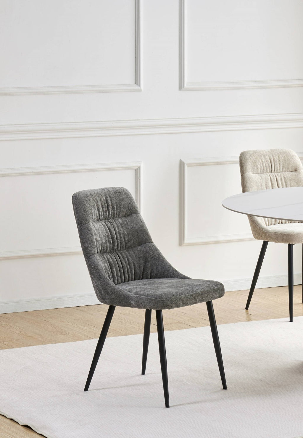 Rhodes Chenille Effect Grey Dining Chair - Home Furniture Interiors