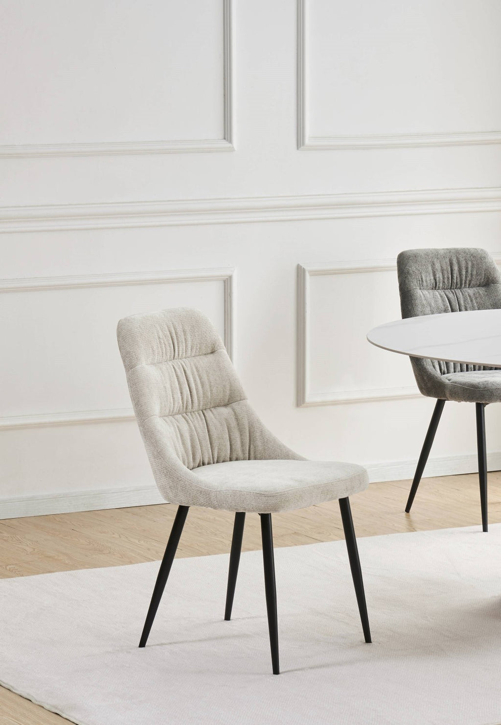 Rhodes Chenille Effect Natural Dining Chair - Home Furniture Interiors