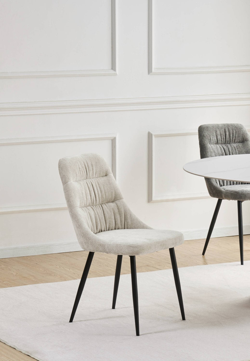 Rhodes Chenille Effect Natural Dining Chair - Home Furniture Interiors