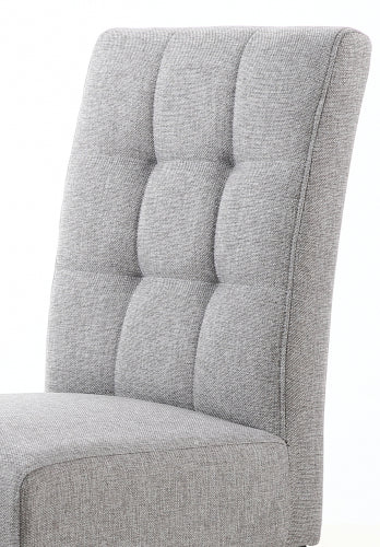 Silver Grey Linen Effect Fabric Dining Chair Walnut Legs - Home Furniture Interiors