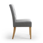Silver Grey Linen Fabric Dining Chair Light Wood Legs - Home Furniture Interiors