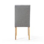 Silver Grey Linen Fabric Dining Chair Light Wood Legs - Home Furniture Interiors
