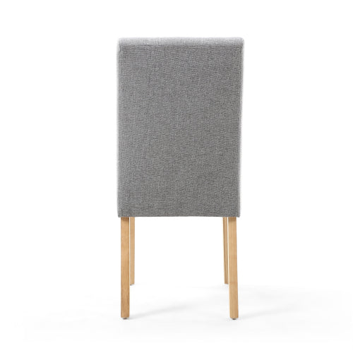 Silver Grey Linen Fabric Dining Chair Light Wood Legs - Home Furniture Interiors