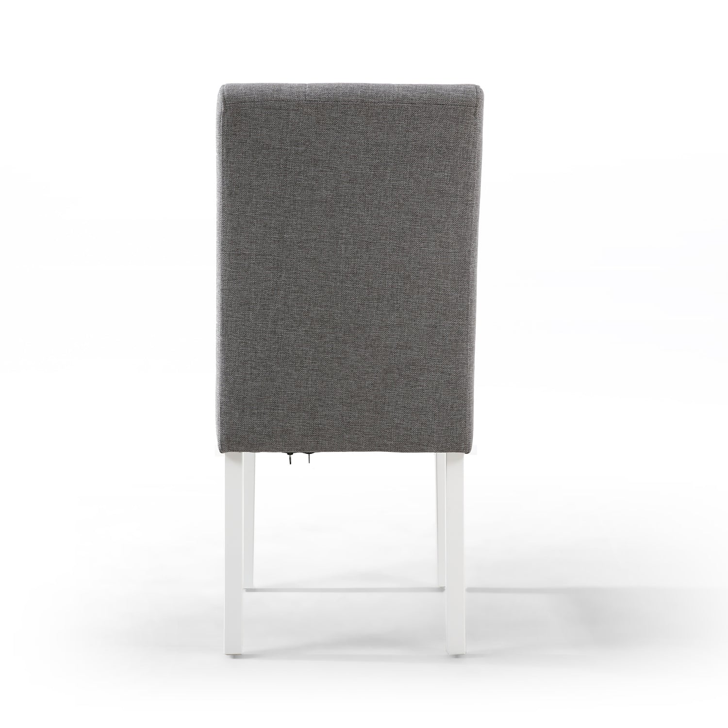 Silver Grey Linen Fabric Waffle Back Dining Chair White Legs - Home Furniture Interiors