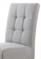 Silver Grey Linen Fabric Waffle Back Dining Chair White Legs - Home Furniture Interiors